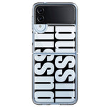 Samsung Galaxy Z Flip 4 Black Clear Funny Text Quote Bussin Hybrid Protective Phone Case Cover