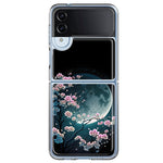 Samsung Galaxy Z Flip 4 Kawaii Manga Pink Cherry Blossom Full Moon Hybrid Protective Phone Case Cover