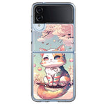 Samsung Galaxy Z Flip 4 Kawaii Manga Pink Cherry Blossom Cute Cat Hybrid Protective Phone Case Cover