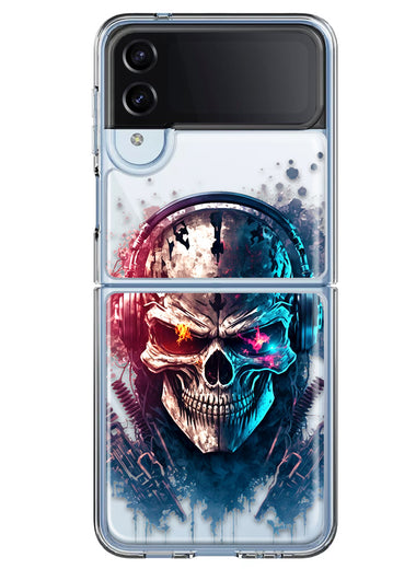 Samsung Galaxy Z Flip 4 Cyberpunk Machine Headphones Skull Double Layer Phone Case Cover