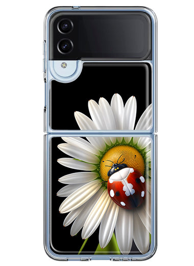 Samsung Galaxy Z Flip 4 Cute White Daisy Red Ladybug Double Layer Phone Case Cover