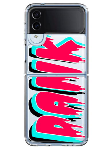 Samsung Galaxy Z Flip 4 Teal Pink Clear Funny Text Quote Dank Hybrid Protective Phone Case Cover