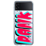 Samsung Galaxy Z Flip 4 Teal Pink Clear Funny Text Quote Dank Hybrid Protective Phone Case Cover