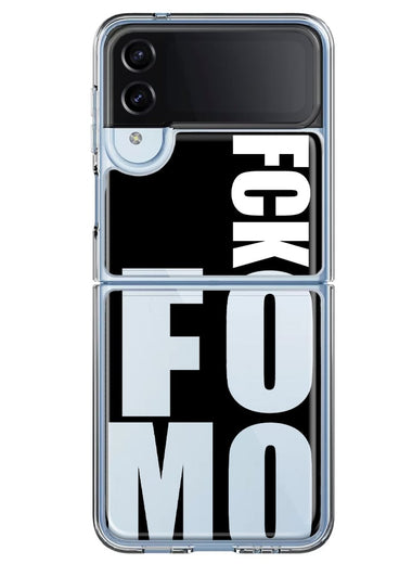 Samsung Galaxy Z Flip 4 Black Clear Funny Text Quote Fckfomo Hybrid Protective Phone Case Cover