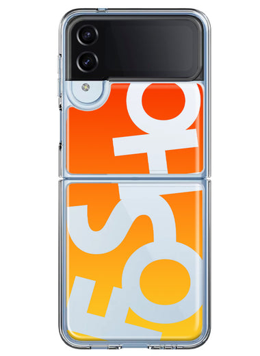 Samsung Galaxy Z Flip 4 Orange Yellow Clear Funny Text Quote Fosho Hybrid Protective Phone Case Cover