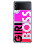 Samsung Galaxy Z Flip 4 Pink Clear Funny Text Quote Girl Boss Hybrid Protective Phone Case Cover