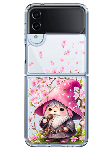 Samsung Galaxy Z Flip 4 Cute Pink Cherry Blossom Gnome Spring Floral Flowers Double Layer Phone Case Cover