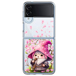 Samsung Galaxy Z Flip 4 Cute Pink Cherry Blossom Gnome Spring Floral Flowers Double Layer Phone Case Cover