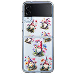 Samsung Galaxy Z Flip 4 Cute Pink Purple Cosmos Flowers Gnomes Spring Floral Double Layer Phone Case Cover