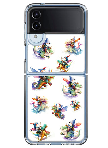 Samsung Galaxy Z Flip 4 Cute Fairy Cartoon Gnomes Dragons Monsters Hybrid Protective Phone Case Cover