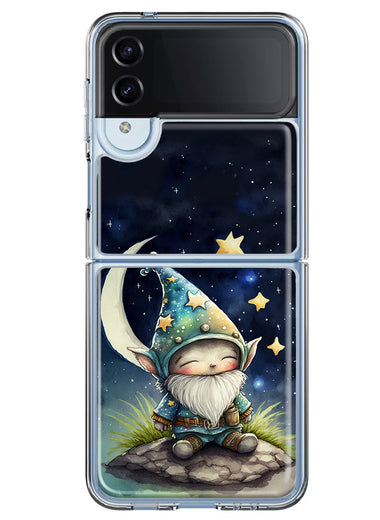 Samsung Galaxy Z Flip 4 Stars Moon Starry Night Space Gnome Hybrid Protective Phone Case Cover