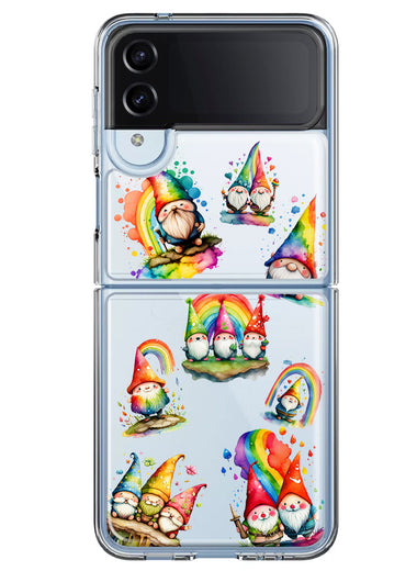 Samsung Galaxy Z Flip 4 Colorful Neon Glow Rainbow Gnomes Painting Hybrid Protective Phone Case Cover