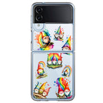 Samsung Galaxy Z Flip 4 Colorful Neon Glow Rainbow Gnomes Painting Hybrid Protective Phone Case Cover