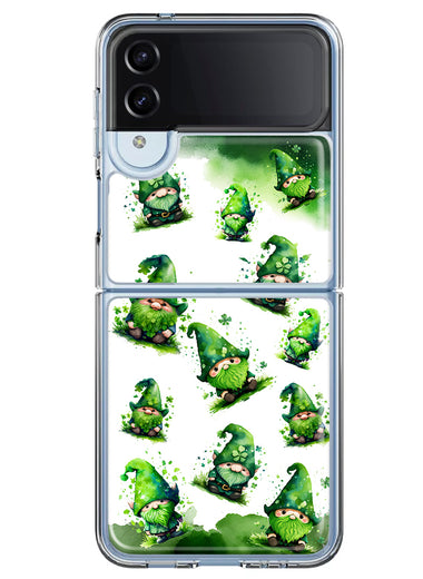 Samsung Galaxy Z Flip 4 Gnomes Shamrock Lucky Green Clover St. Patrick Hybrid Protective Phone Case Cover
