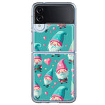 Samsung Galaxy Z Flip 4 Turquoise Pink Hearts Gnomes Hybrid Protective Phone Case Cover