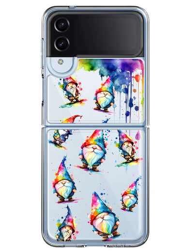 Samsung Galaxy Z Flip 4 Neon Water Painting Colorful Splash Gnomes Hybrid Protective Phone Case Cover