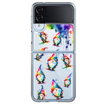 Samsung Galaxy Z Flip 4 Neon Water Painting Colorful Splash Gnomes Hybrid Protective Phone Case Cover