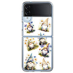 Samsung Galaxy Z Flip 4 Cute White Blue Daisies Gnomes Hybrid Protective Phone Case Cover