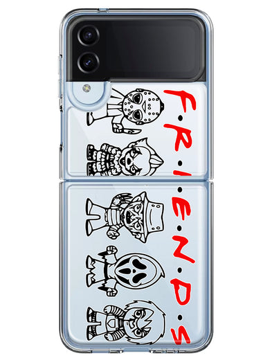 Samsung Galaxy Z Flip 4 Cute Halloween Spooky Horror Scary Characters Friends Hybrid Protective Phone Case Cover