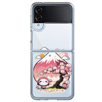 Samsung Galaxy Z Flip 4 Kawaii Manga Pink Cherry Blossom Fuji Mountain Mochi Girl Hybrid Protective Phone Case Cover