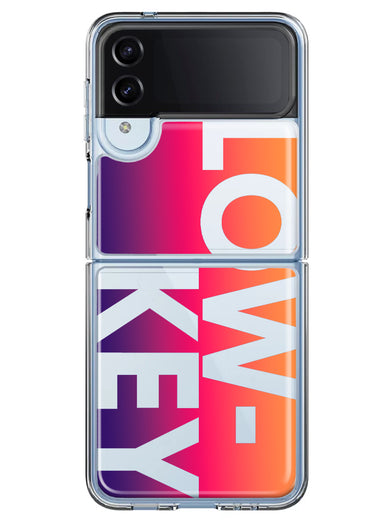 Samsung Galaxy Z Flip 4 Purple Pink Orange Clear Funny Text Quote Low Key Hybrid Protective Phone Case Cover