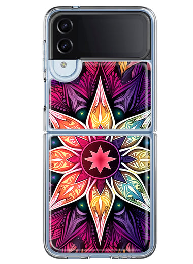 Samsung Galaxy Z Flip 4 Mandala Geometry Abstract Star Pattern Hybrid Protective Phone Case Cover