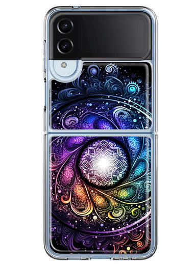Samsung Galaxy Z Flip 4 Mandala Geometry Abstract Galaxy Pattern Hybrid Protective Phone Case Cover