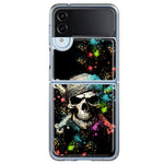 Samsung Galaxy Z Flip 4 Fantasy Paint Splash Pirate Skull Hybrid Protective Phone Case Cover