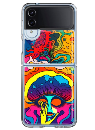 Samsung Galaxy Z Flip 4 Neon Rainbow Psychedelic Trippy Hippie Big Brain Hybrid Protective Phone Case Cover