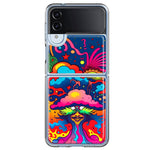 Samsung Galaxy Z Flip 4 Neon Rainbow Psychedelic Trippy Hippie Bomb Star Dream Hybrid Protective Phone Case Cover