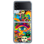 Samsung Galaxy Z Flip 4 Neon Rainbow Psychedelic Trippy Hippie Multiple Eyes Hybrid Protective Phone Case Cover