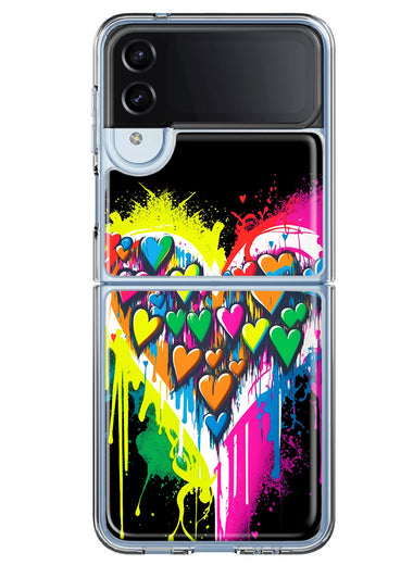 Samsung Galaxy Z Flip 4 Colorful Rainbow Hearts Love Graffiti Painting Hybrid Protective Phone Case Cover