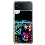 Samsung Galaxy Z Flip 4 Neon Rainbow Glow Colorful Leopard Hybrid Protective Phone Case Cover