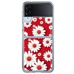 Samsung Galaxy Z Flip 4 Cute White Red Daisies Polkadots Double Layer Phone Case Cover