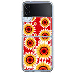Samsung Galaxy Z Flip 4 Yellow Sunflowers Polkadot on Red Double Layer Phone Case Cover