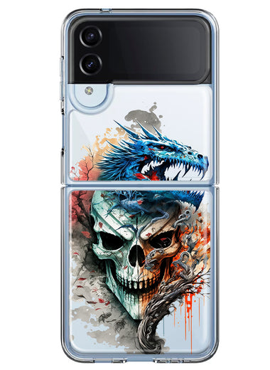 Samsung Galaxy Z Flip 4 Fantasy Blue Dragon Dream Skull Double Layer Phone Case Cover