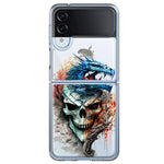 Samsung Galaxy Z Flip 4 Fantasy Blue Dragon Dream Skull Double Layer Phone Case Cover