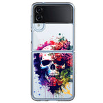 Samsung Galaxy Z Flip 4 Fantasy Skull Red Purple Roses Hybrid Protective Phone Case Cover