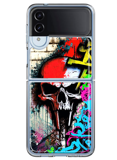 Samsung Galaxy Z Flip 4 Skull Face Graffiti Painting Art Hybrid Protective Phone Case Cover