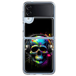 Samsung Galaxy Z Flip 4 Fantasy Skull Headphone Colorful Pop Art Hybrid Protective Phone Case Cover