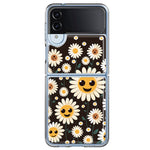 Samsung Galaxy Z Flip 4 Cute Smiley Face White Daisies Double Layer Phone Case Cover