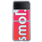 Samsung Galaxy Z Flip 4 Red Pink Clear Funny Text Quote Smol Hybrid Protective Phone Case Cover