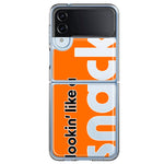 Samsung Galaxy Z Flip 4 Orange Clear Funny Text Quote Snack Hybrid Protective Phone Case Cover