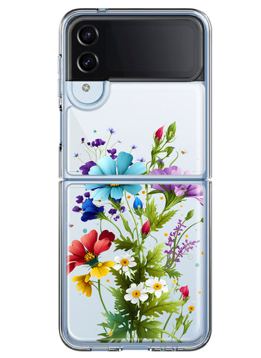 Samsung Galaxy Z Flip 4 Purple Yellow Red Spring Flowers Floral Hybrid Protective Phone Case Cover