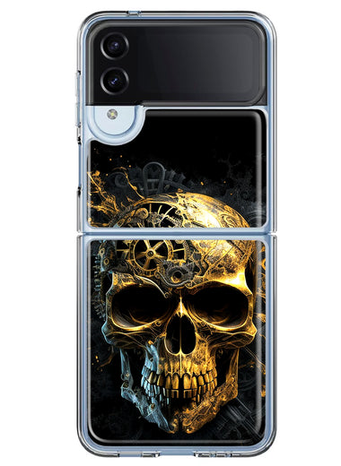 Samsung Galaxy Z Flip 4 Steampunk Skull Science Fiction Machinery Double Layer Phone Case Cover