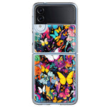 Samsung Galaxy Z Flip 4 Psychedelic Trippy Butterflies Pop Art Hybrid Protective Phone Case Cover