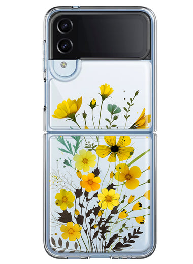 Samsung Galaxy Z Flip 4 Yellow Summer Flowers Floral Hybrid Protective Phone Case Cover