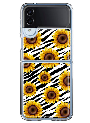 Samsung Galaxy Z Flip 4 White Zebra Sunflowers Polkadots Double Layer Phone Case Cover