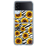 Samsung Galaxy Z Flip 4 White Zebra Sunflowers Polkadots Double Layer Phone Case Cover