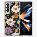 Samsung Galaxy Z Fold 4 Feminine Classy Flowers Fall Toned Floral Wallpaper Style Double Layer Phone Case Cover